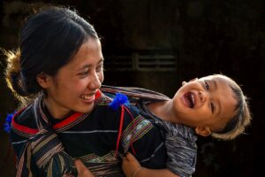 Happy child with mother