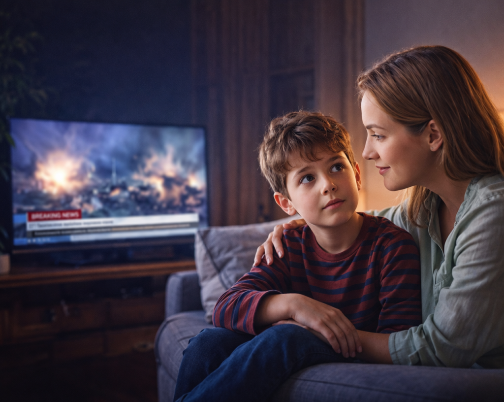 parent helping child understand news and world events calmly